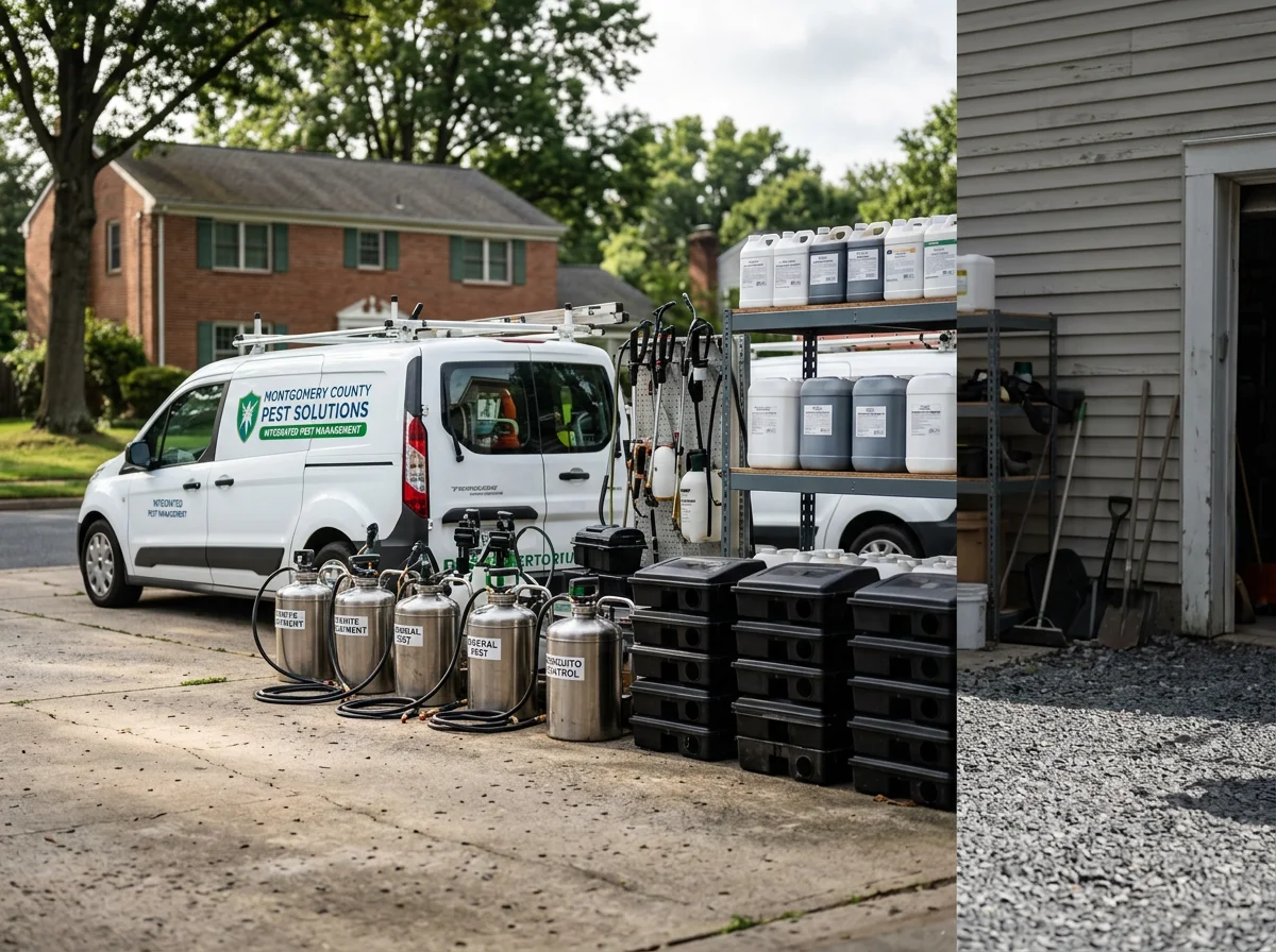 Professional pest control technician with equipment and tools ready for service calls in the field.